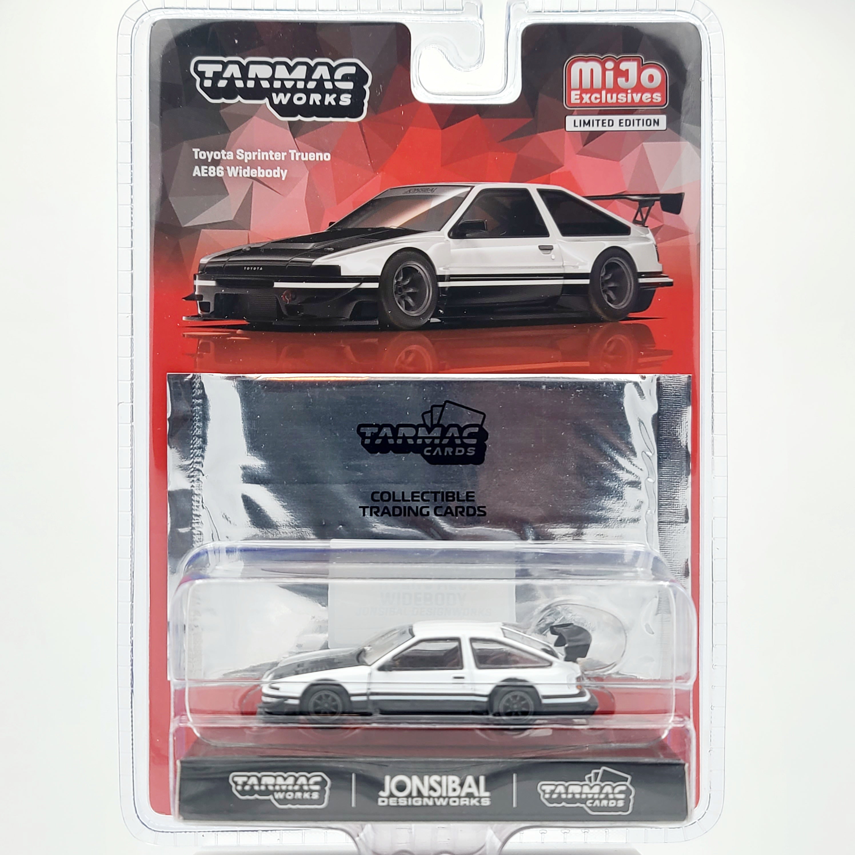 Tarmac Works Toyota Sprinter Trueno GTA Widebody w/ Tarmac Cards - 1:64, Jonsibal Designworks (2024 MiJo Exclusives - Limited Edition)